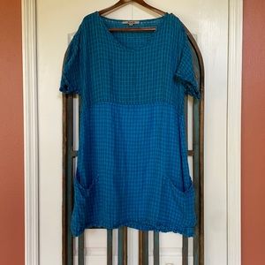 Blue FLAX Relaxed Fit Linen Dress